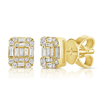Baguette Illusion Diamond Studs