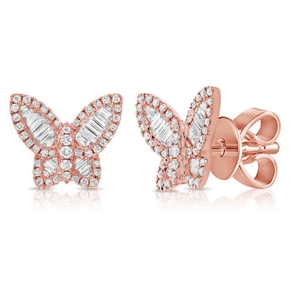 Medium Baguette Diamond Butterfly Studs