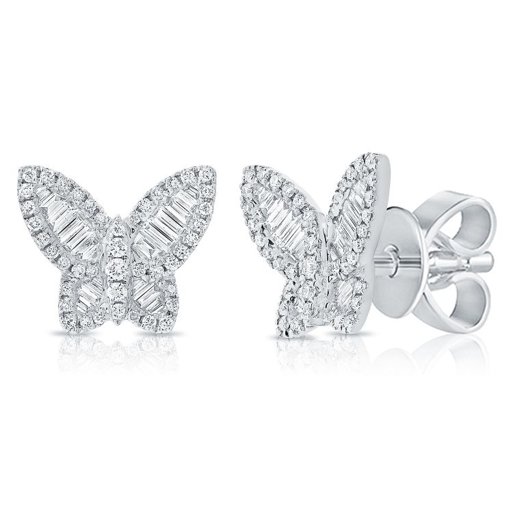 Medium Baguette Diamond Butterfly Studs