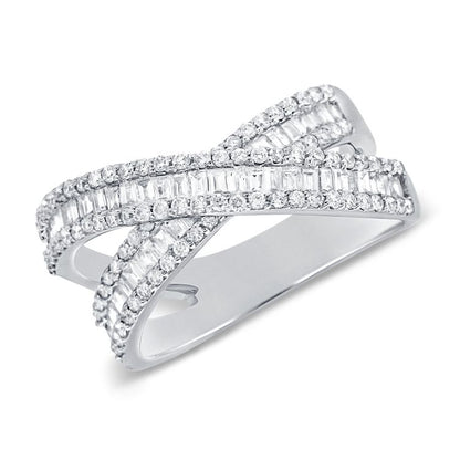 Diamond Baguette Crossover Ring