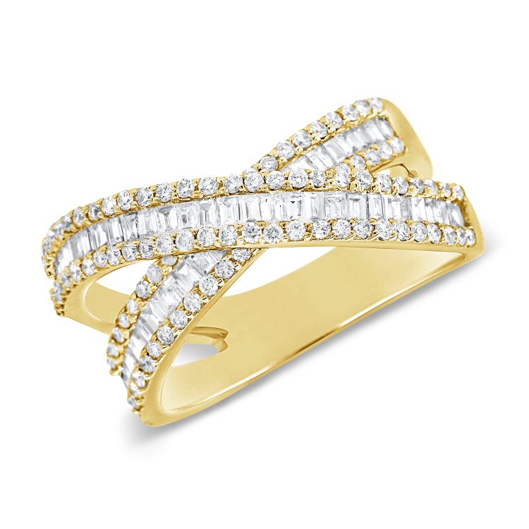 Diamond Baguette Crossover Ring
