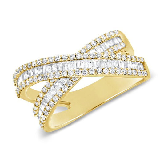 Bague croisée diamant baguette