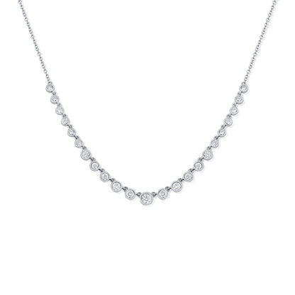Collier tennis à lunette ronde en diamants