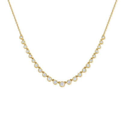 Collier tennis à lunette ronde en diamants