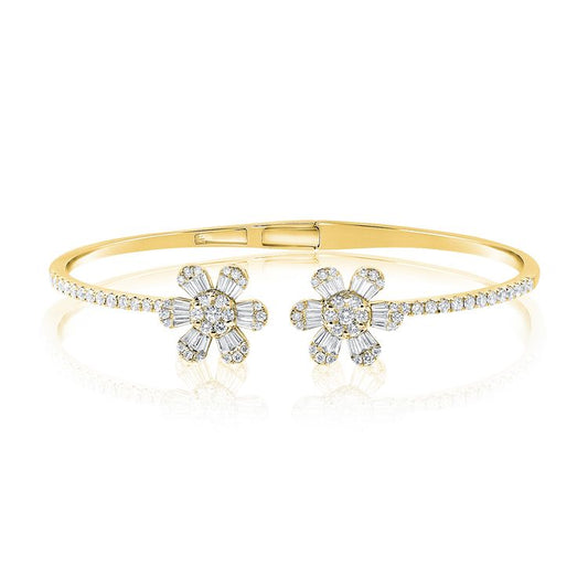Open Diamond Floral Cuff Bracelet