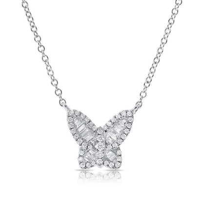 Collier papillon en diamant baguette