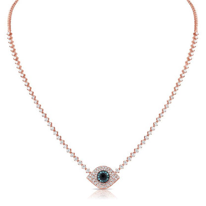 Evil Eye Diamond Tennis Necklace