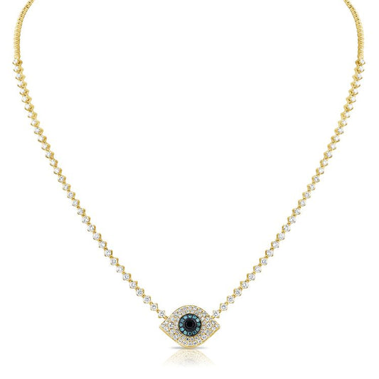 Collier tennis diamant mauvais œil