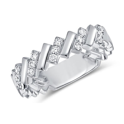 Bague Diamants Alternés Inclinés