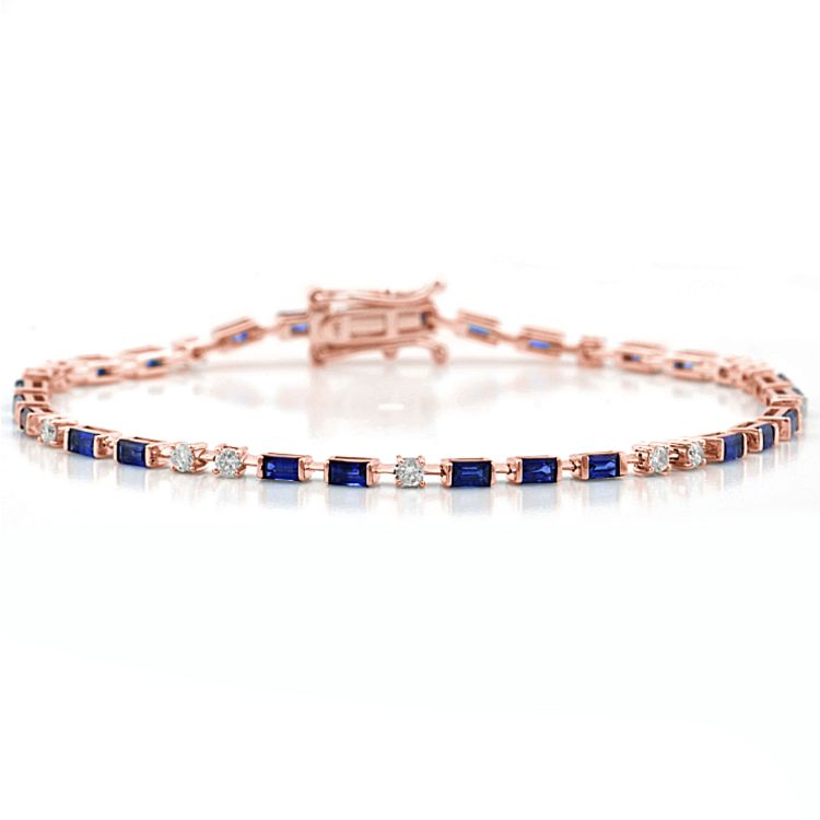 Bracelet tennis en saphir bleu et diamant