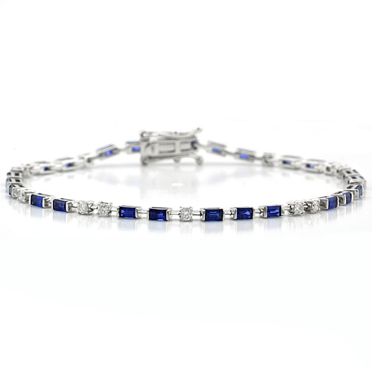 Bracelet tennis en saphir bleu et diamant