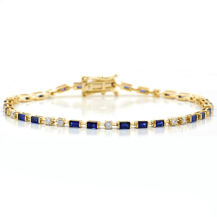 Bracelet tennis en saphir bleu et diamant
