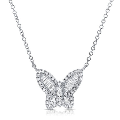 Collier papillon en diamant baguette