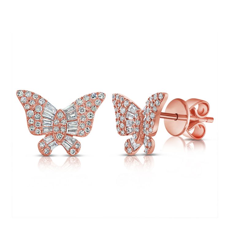 Clous d'oreilles papillon en diamant de 0,37 ct