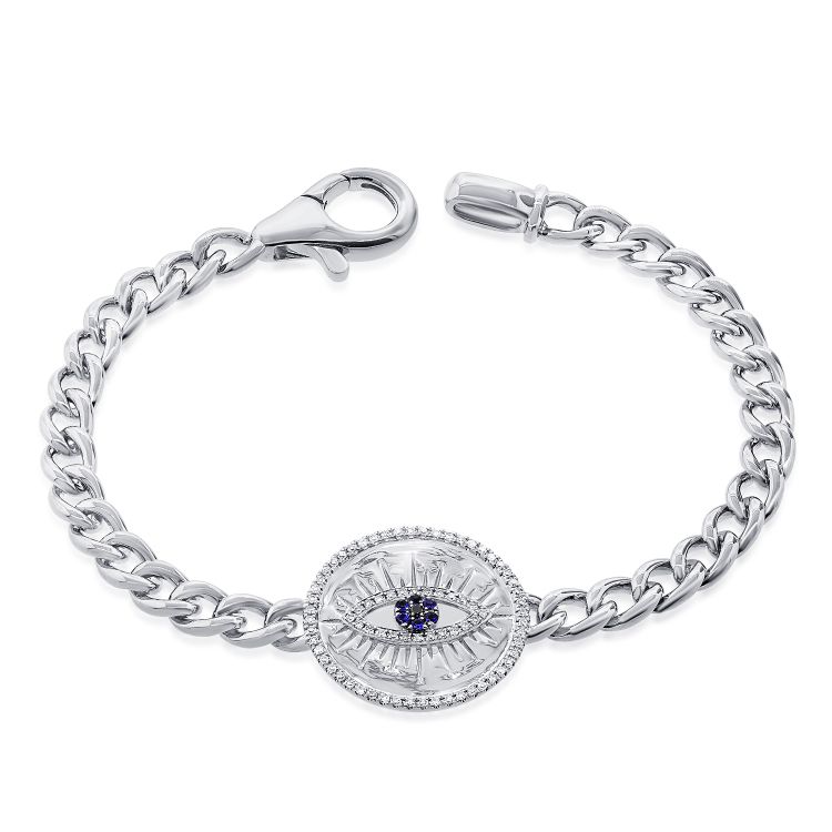 Evil Eye Disc Diamond Bracelet