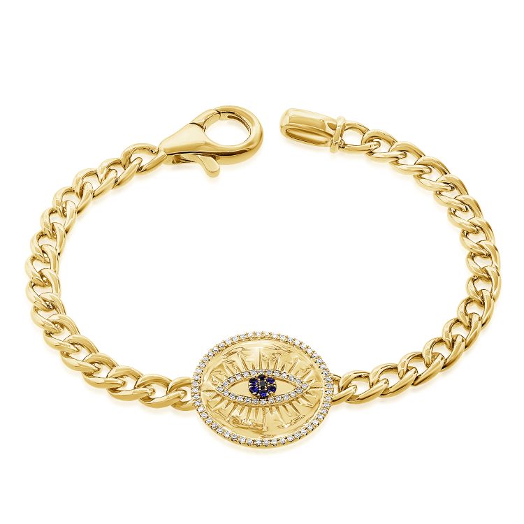 Evil Eye Disc Diamond Bracelet