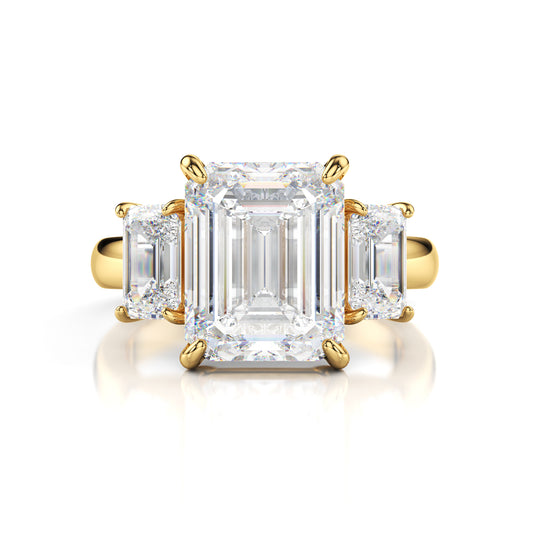 Three Stone Emerald Cut Engagement Ring