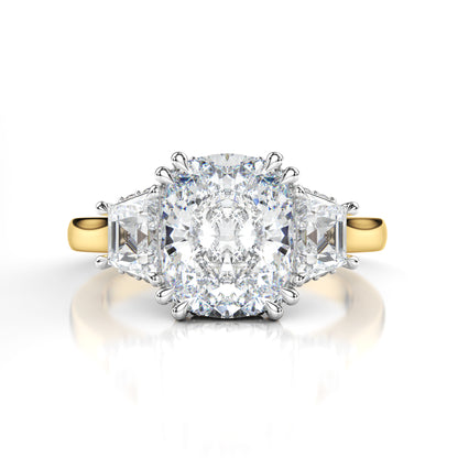 Three Stone Cushion Cut Engagement Ring