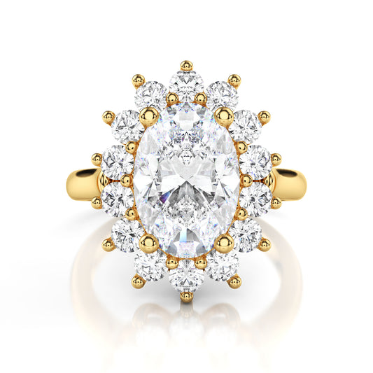 Vintage Halo Oval Diamond Engagement Ring