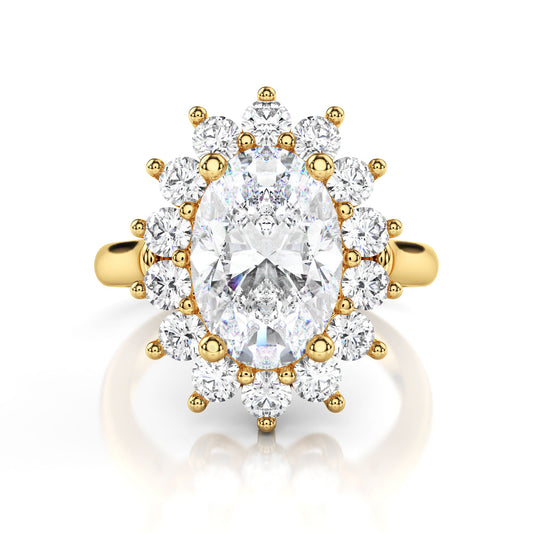 Lab Diamond Vintage Halo Oval Engagement Ring