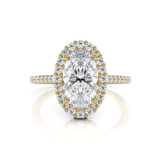 Micro Halo Oval Diamond Engagement Ring