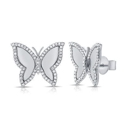 Clous d'oreilles papillon contour diamant 0,43 ct