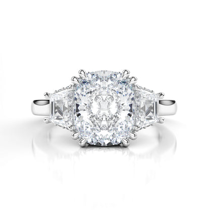 Three Stone Cushion Cut Engagement Ring