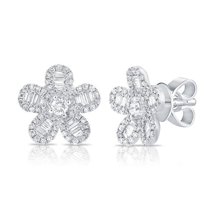 Clous floraux en diamant baguette