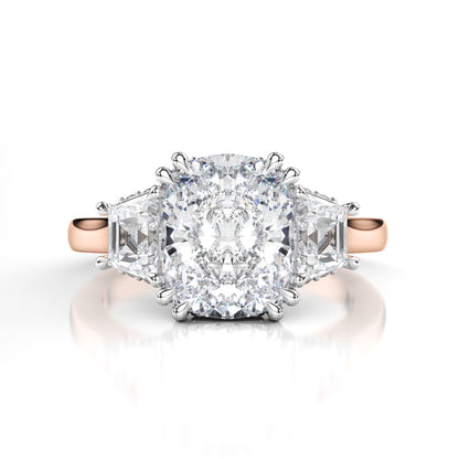 Three Stone Cushion Cut Engagement Ring