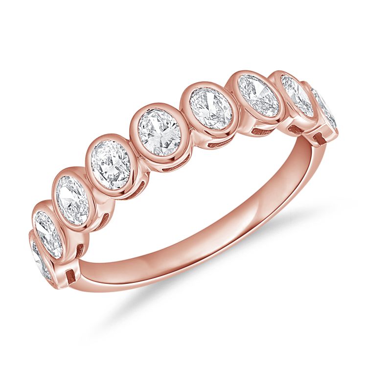 Oval Bezel Semi Diamond Eternity Band