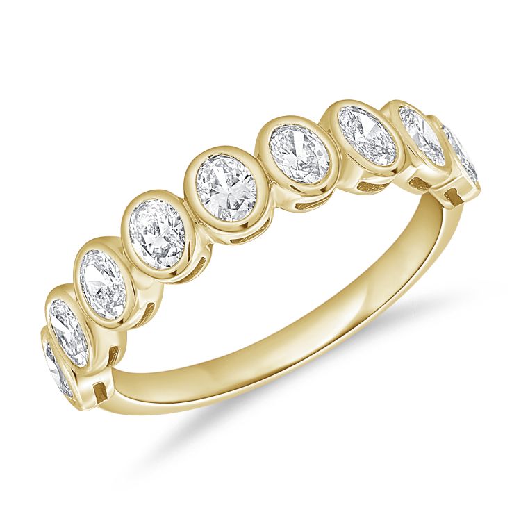 Oval Bezel Semi Diamond Eternity Band