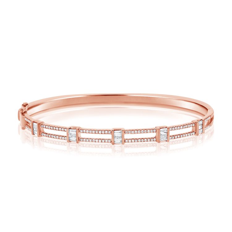 Baguette & Round Halfway Diamond Bangle