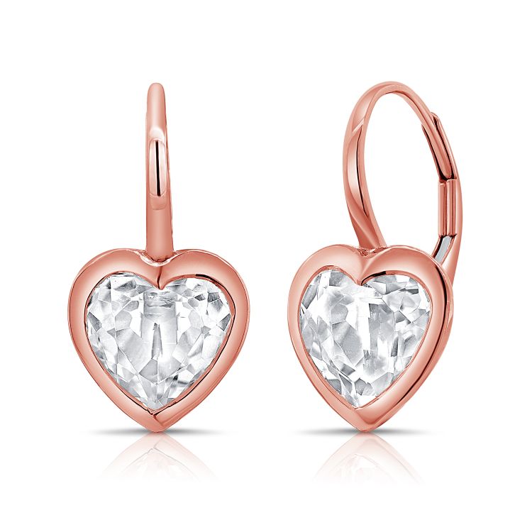 Clous d'oreilles à levier en diamant Hearts &amp; Love de 7,47 ct