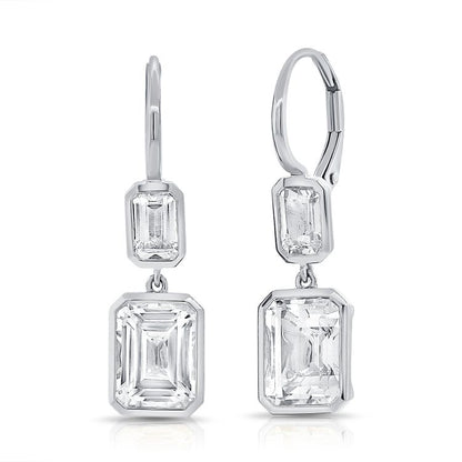 Double Dangling Bezel Emerald Earring