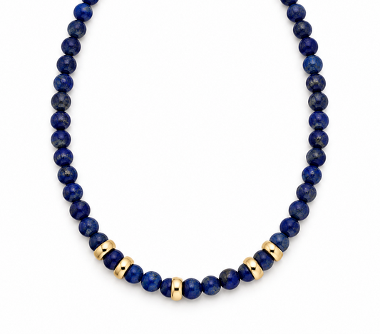 Lapis Lazul Gold Beaded Necklace