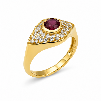 Evil Eye Ruby Diamond Ring