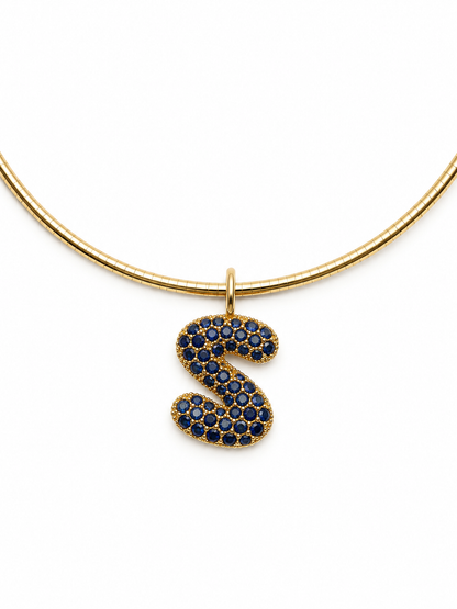 Sapphire Bubble Letter Pendant
