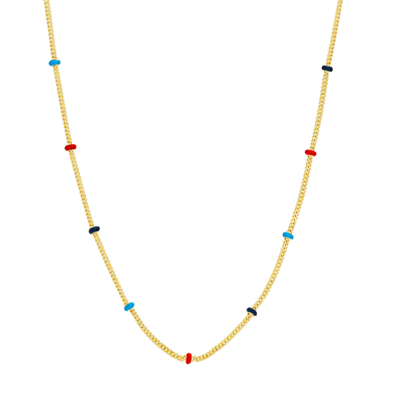 Collier chaîne de perles en émail tricolore