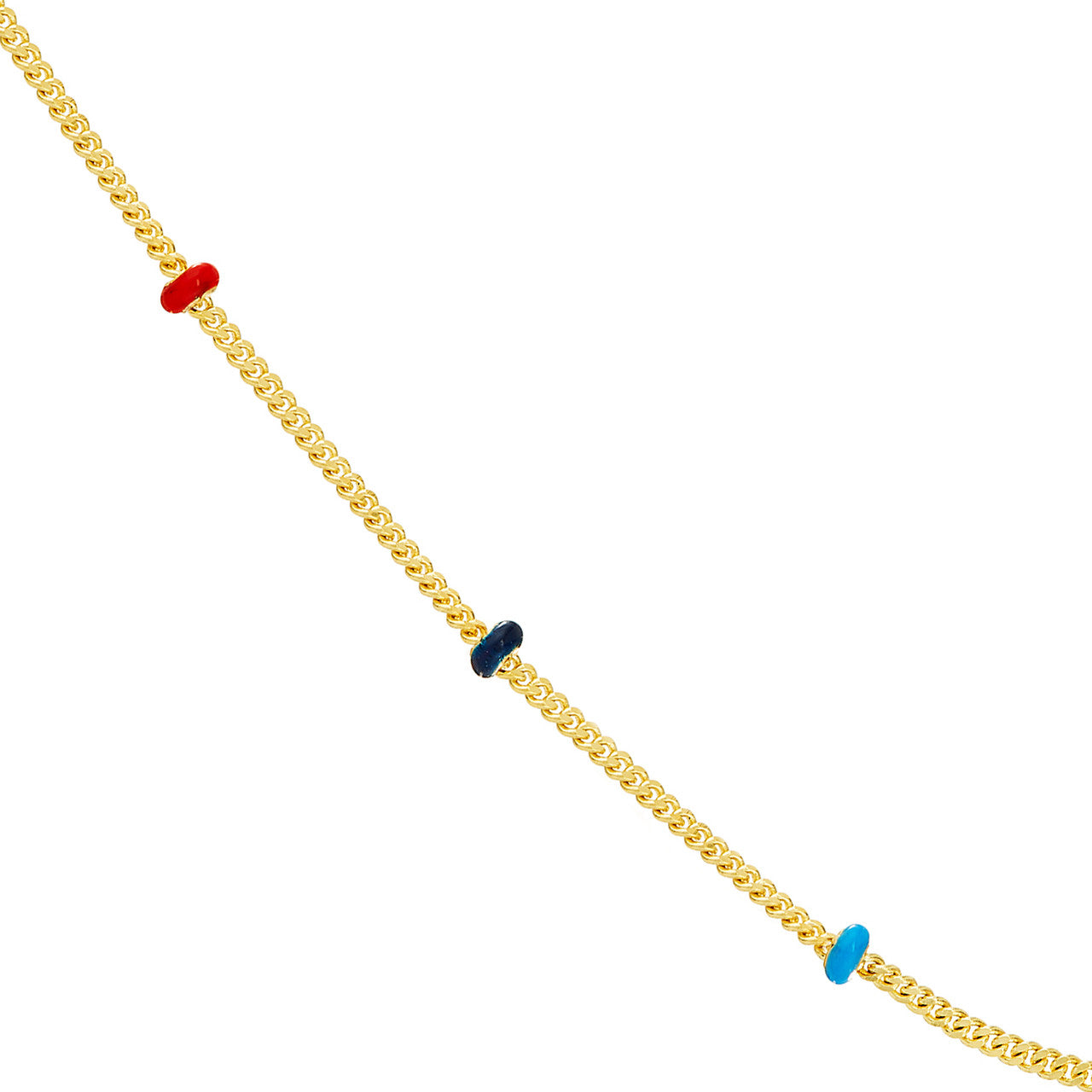Tri-color Enamel Bead Chain Necklace