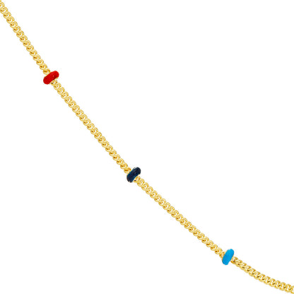 Collier chaîne de perles en émail tricolore