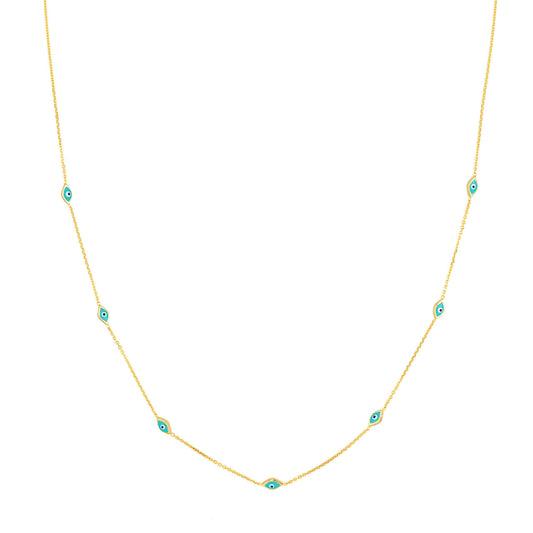 Enamel Evil Eye Station Necklace