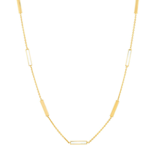 Collier à barre alternée en émail blanc