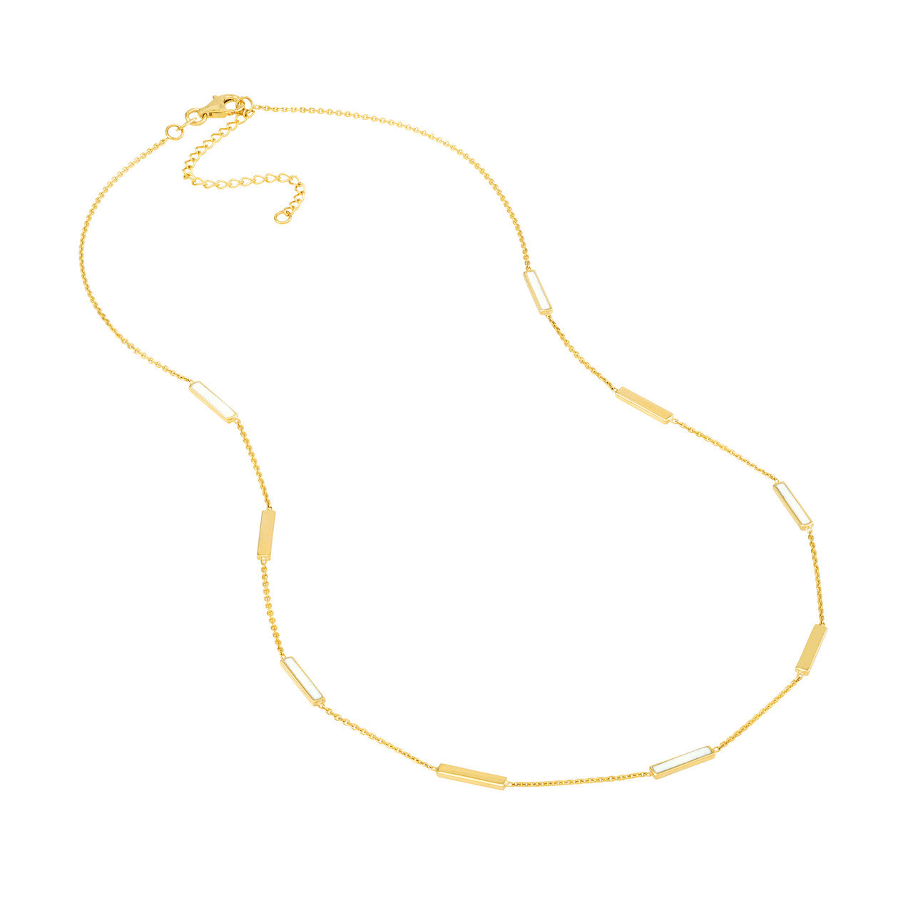 White Enamel Alternating Bar Necklace