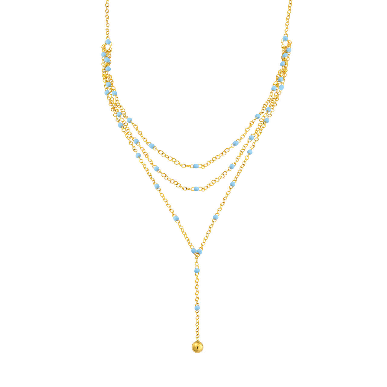 Lariat en émail bleu superposé