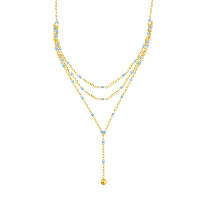 Lariat en émail bleu superposé