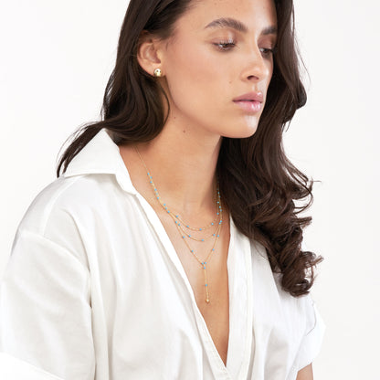 Lariat en émail bleu superposé