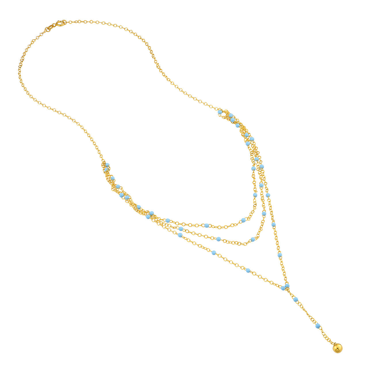 Lariat en émail bleu superposé