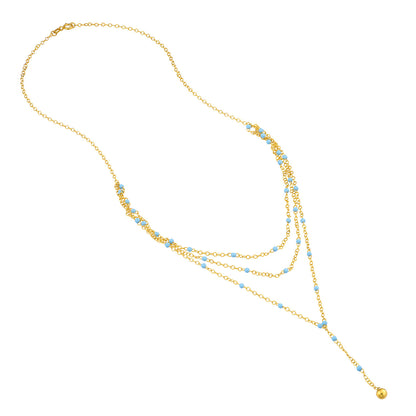Lariat en émail bleu superposé