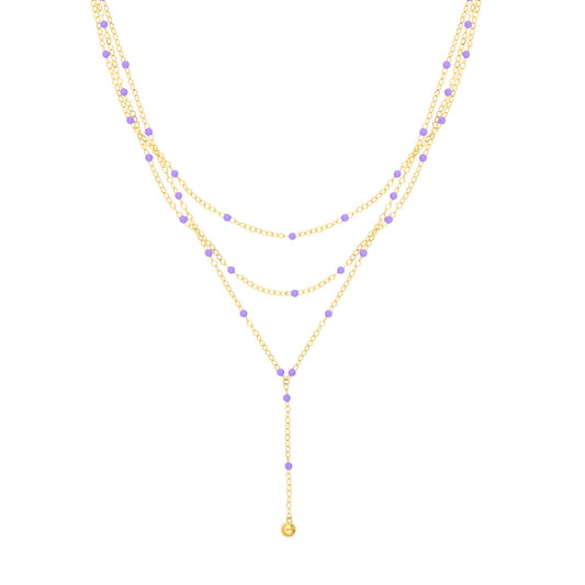 Layered Lilac Enamel Lariat