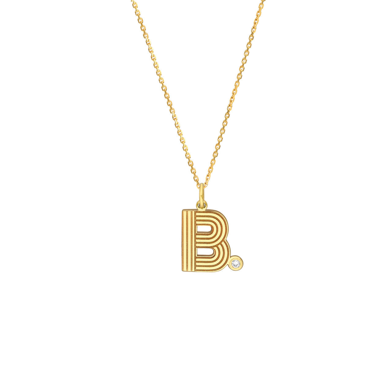 Retro Initial Necklace with Diamond